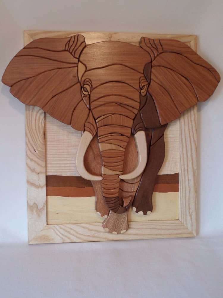 Wooden African Elephant Wall Art Unique Home Decor