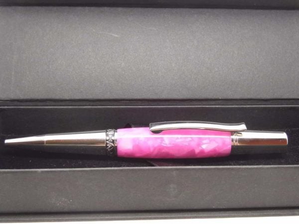 Handmade Rhodium Pink Crush Pen With Gift Box