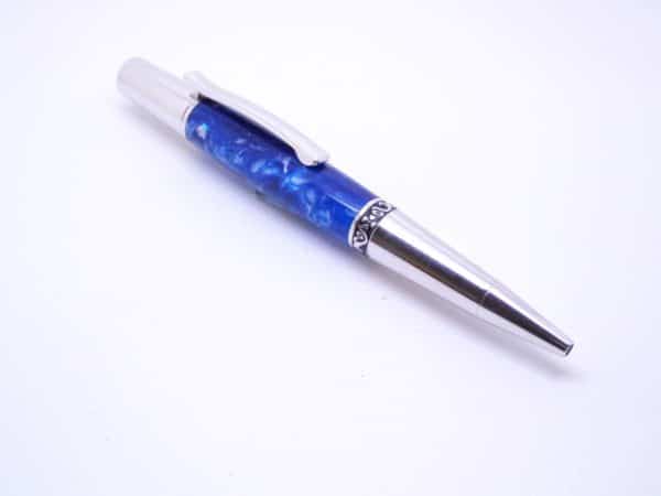 Unique Blue Bella Rhodium Pen