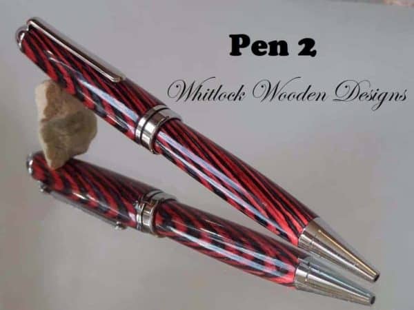 Handmade Chrome Red and Grey Wooden European Pen 2