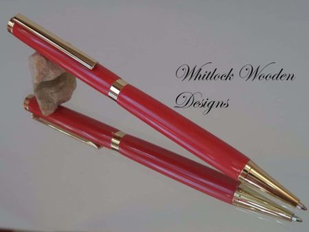 Handmade Red Acrylic Slimline Pen