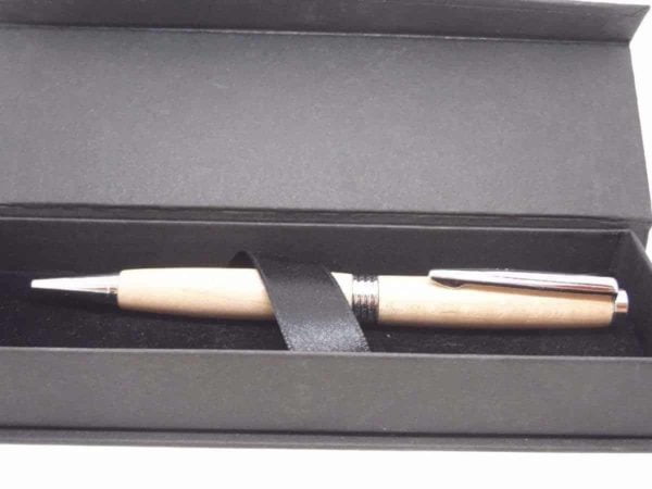 Curly Maple Chrome Handmade Wooden Pen And Gift Box