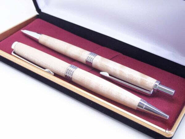 figured wooden pen set