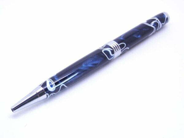 Handmade White Blue Ballpoint Pen