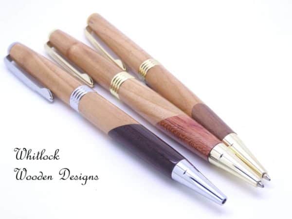 Three Segmented Wooden Ballpoint Pens