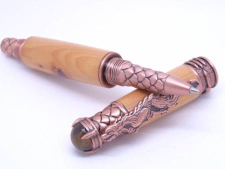 English Yew Rollerball Pen Dragon Design