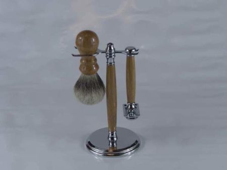 Oak Chrome Shaving Brush Set