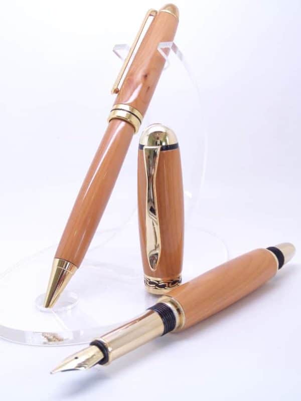 Yew mechanical wooden pencil & fountain pen