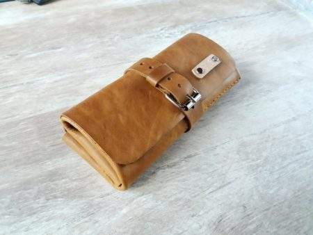 Leather travel watch roll
