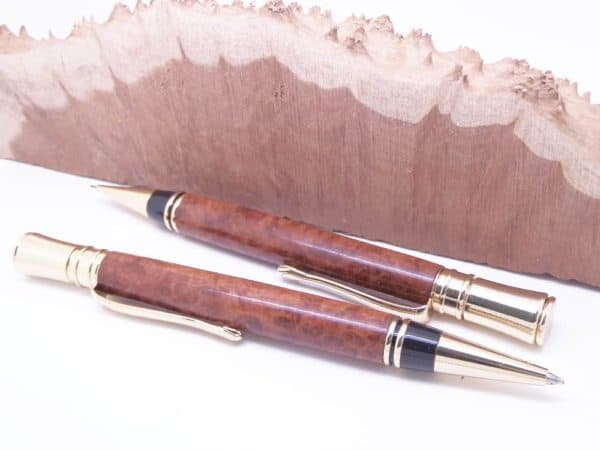 Red Mallee burl with pen and pencil