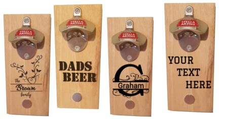 personalised wall mounted bottle opener | beer gift for him