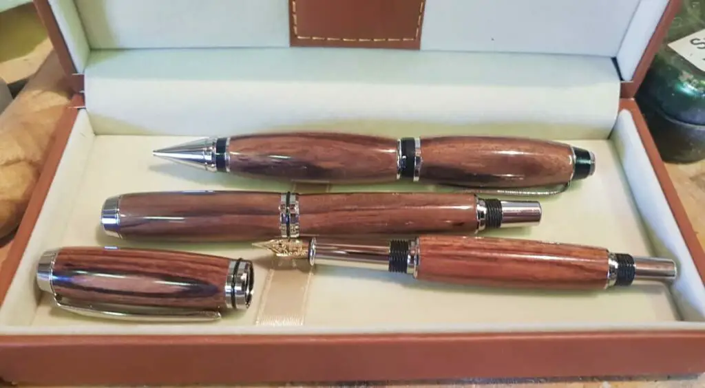 A bespoke trio of pencil, fountain and rollerball