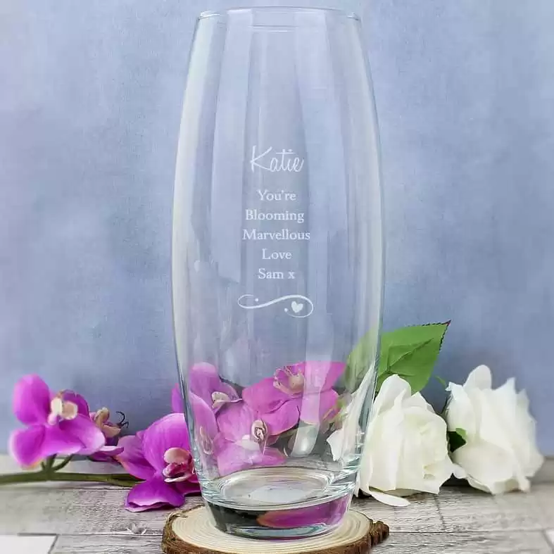 Personalized Swirls And Hearts Flower Vase
